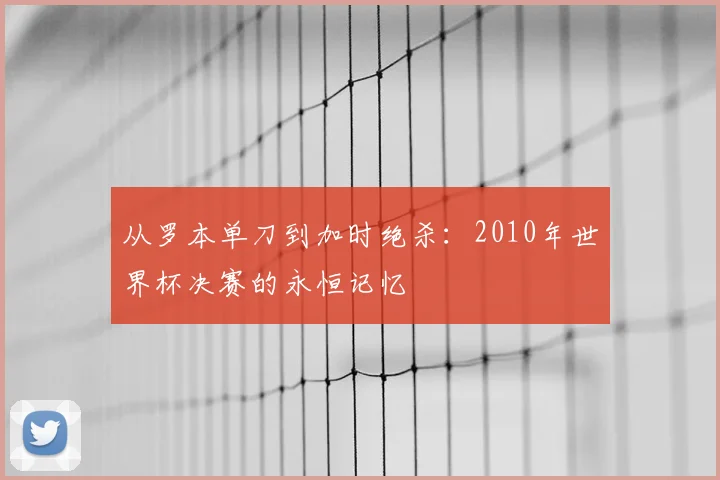 从罗本单刀到加时绝杀：2010年世界杯决赛的永恒记忆